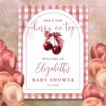 Körsbär På Toppen Baby Shower Välkomstskylt