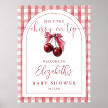 Körsbär På Toppen Baby Shower Välkomstskylt