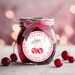 Körsbär på toppen Kokett Baby Shower Runt Klistermärke