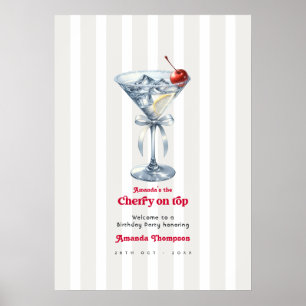 Körsbär På Toppen Martini Födelsedagsfest Välkomme Poster
