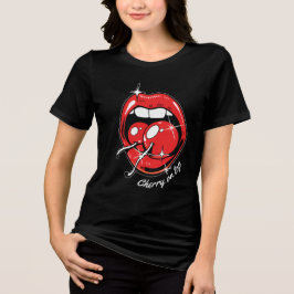 Körsbär på toppen Pop Art Röda läppar & Saftiga kö T Shirt