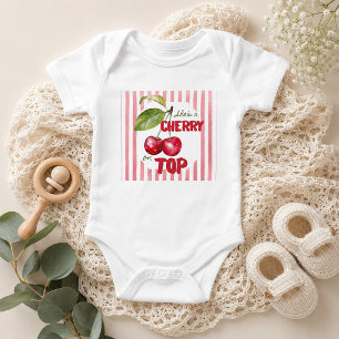 Körsbär på toppen Retro-randig babybodysuit för ba T Shirt
