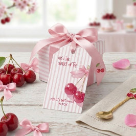 Körsbär På Toppen Rosa Retro Resårband Bebisens Fö Presentetikett