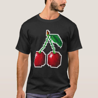 Körsbär Pixel Art 80-tals TV-spel Kostym Jul T Shirt