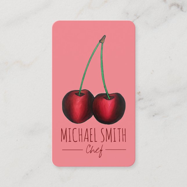 Körsbär Ripe Red Cherry Fruit Chef Homemade Sylt Visitkort (Framsida)