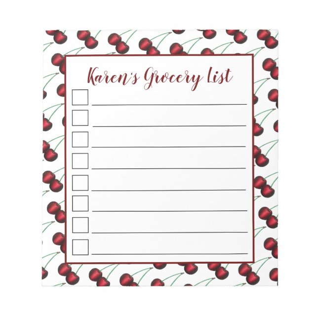 Körsbär Ripe Red Cherry Summer Fruit Print Anteckningsblock (Framsida)