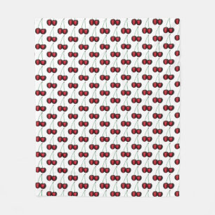 Körsbär Ripe Red Cherry Summer Fruit Print Fleecefilt