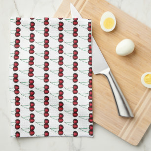 Körsbär Ripe Red Cherry Summer Fruit Print Kökshandduk