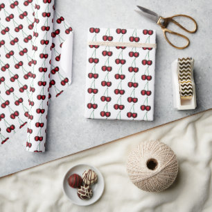 Körsbär Ripe Red Cherry Summer Fruit Print Presentpapper