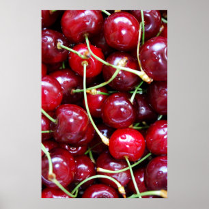 Körsbär röda frukter mat färska närbild poster