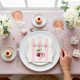 Körsbär Roliga Baby Shower Servetter Rosa Ränder
