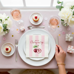 Körsbär Roliga Baby Shower Servetter Rosa Ränder