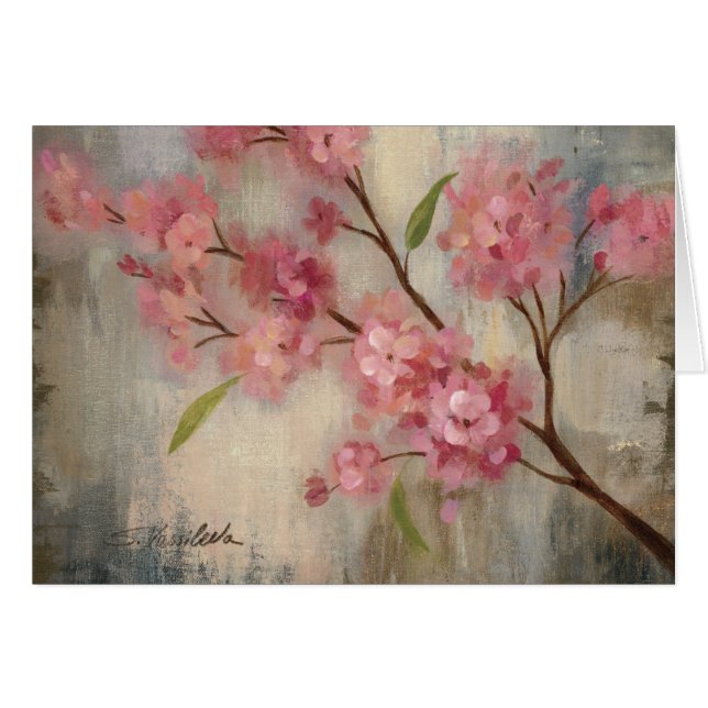 Körsbärblommar och gren hälsningskort (Framsidan Horizontal)