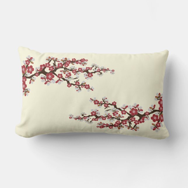Körsbäret blomstrar (den röda) Sakura dekorativ Lumbarkudde (Framsida)