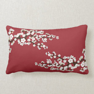 Körsbäret blomstrar (den röda) Sakura dekorativ Lumbarkudde