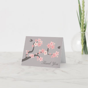 Körsbäret blomstrar det rosa-/grå färgtackkortet tack kort