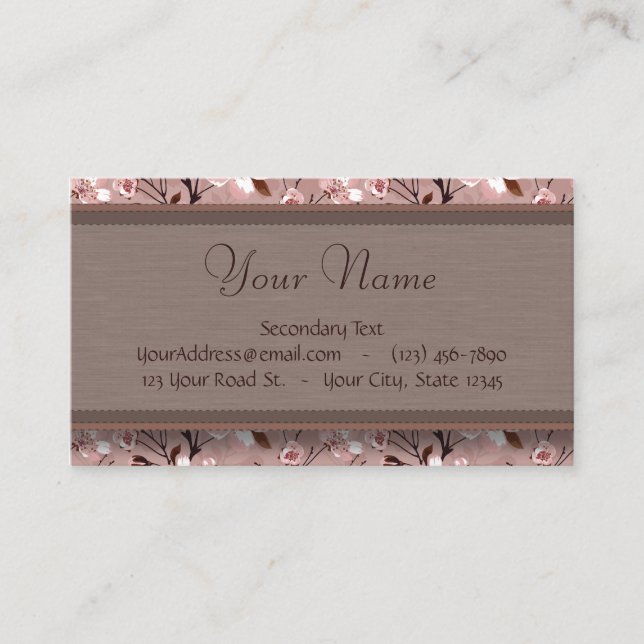 Körsbäret blomstrar med snöremonogramen visitkort (Framsida)