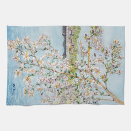 Körsbäret blomstrar Painterly vattenfärg för Kökshandduk