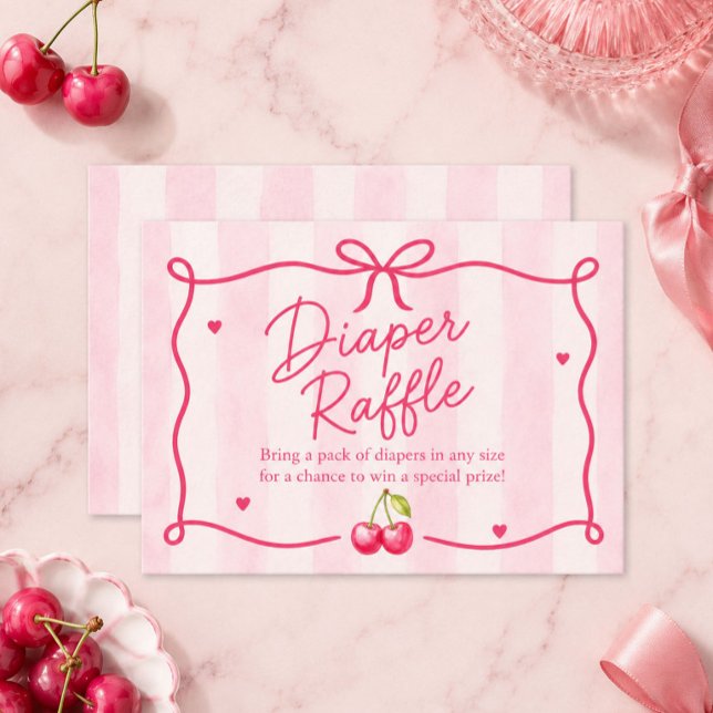 Körsbärs-Baby Shower-Blöja-Raffel Tilläggskort (Skapare uppladdad)