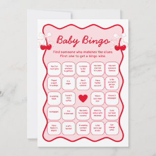 Körsbärs-Baby Shower Hitta Gäst-Bingo Spelkort Inbjudningar
