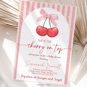 Körsbärs-Baby Shower Körsbär på toppen Inbjudningar