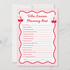 Körsbärs-Baby Shower Vem Känner Mamma Bäst-Spel Inbjudningar