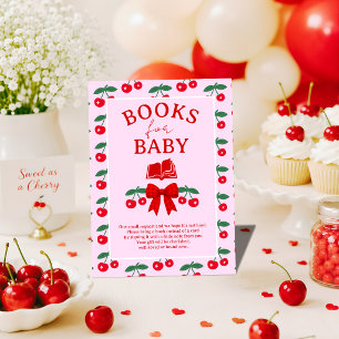 Körsbärs-Babyfirande Rött Rutigt Band Bok för Bebi Tilläggskort