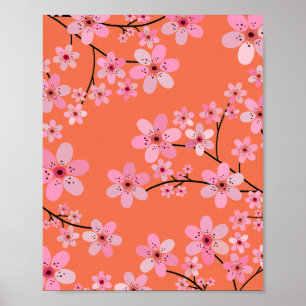 Körsbärs Blommar 10 Orange och Rosa Poster
