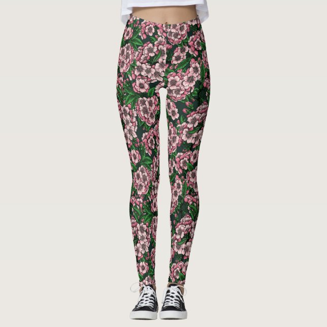 Körsbärs blommar 2 leggings (Framsida)