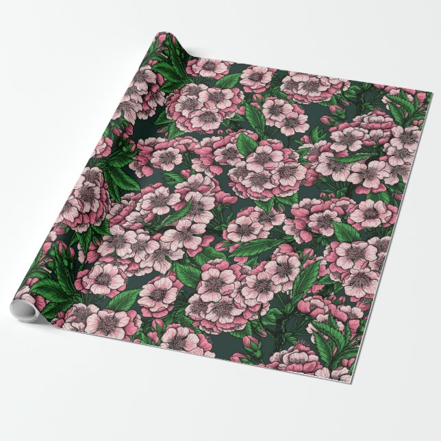 Körsbärs blommar 2 presentpapper (Utrullad)