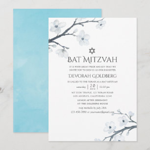 Körsbärs Blommar Blommigt Bat mitzvah Inbjudningar