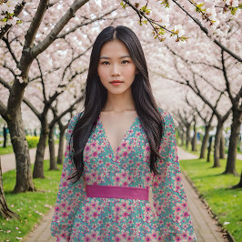 Körsbärs Blommar i blått Tyg