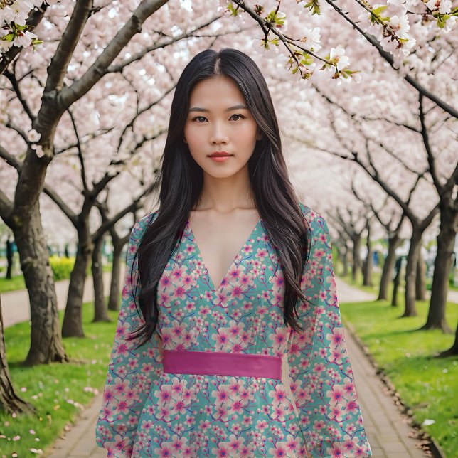 Körsbärs Blommar i blått Tyg (Skapare uppladdad)