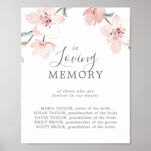 Körsbärs Blommar i minnessignalen Loving Memory Poster (Framsidan)