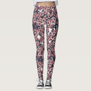Körsbärs blommar i rosa och blått leggings