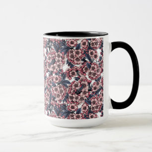 Körsbärs blommar i rosa och blått mugg