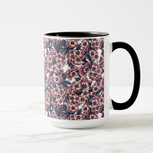 Körsbärs blommar i rosa och blått mugg (Höger)