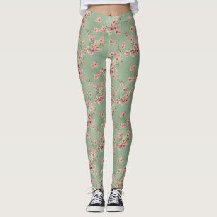 Körsbärs-Blommar i Rosa och skaldjur Leggings