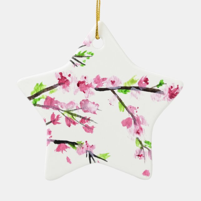 Körsbärs-blommar Julgransprydnad Keramik (Framsidan)