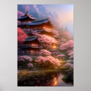 Körsbärs Blommar kvällstid Poster