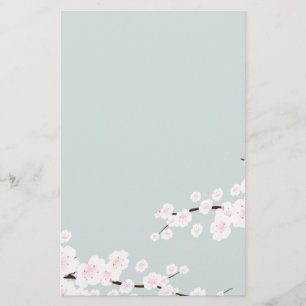 Körsbärs-Blommar med bakgrunden för Mint Grönt Brevpapper