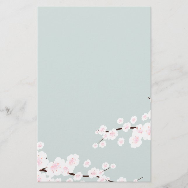 Körsbärs-Blommar med bakgrunden för Mint Grönt Brevpapper (Framsida)