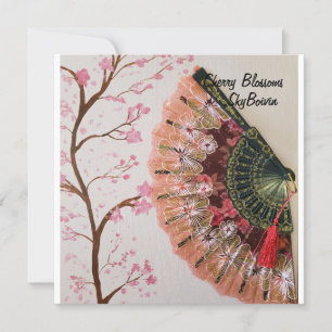 körsbärs-blommar med blandad mediekonst