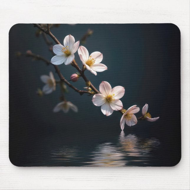 Körsbärs Blommar med Vatten-reflektion Musmatta (Framsidan)