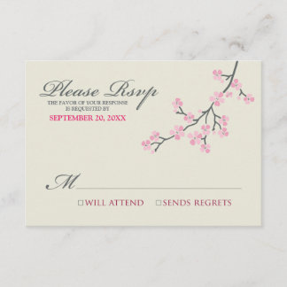 Körsbärs Blommar OSA kort (rosa/grått)