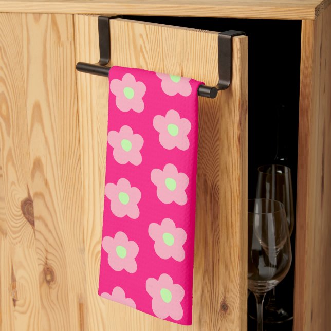 Körsbärs Blommar på Rosa Kökshandduk (Thirds Fold)