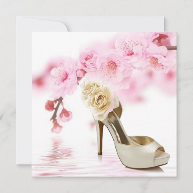 körsbärs blommar rosa sakura möhippa inbjudningar (Framsida)