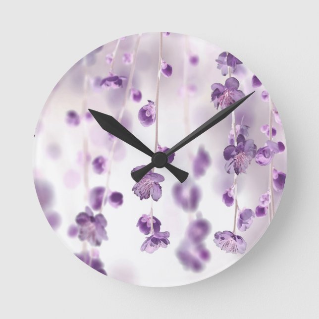 Körsbärs-blommar Rund Klocka (Framsida)