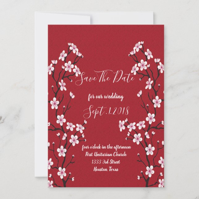 Körsbärs Blommar spara datumet (Framsida)