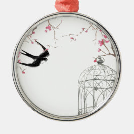 Körsbärs-blommar, svälj-, förlossningsdesign julgransprydnad metall